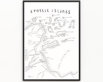 THE APOSTLE ISLANDS Map Print | Minimalist Map Art | Wall Art | Art Print