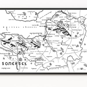 Impression de la carte du comté de SOMERSET | Carte du comté | Art cartographique minimaliste | Art mural | Impression artistique