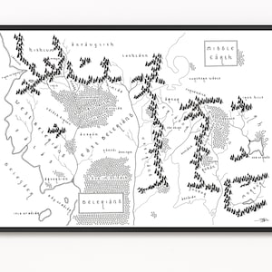 MIDDLE EARTH/BELERIAND Kartendruck | Fiktive Landkarte | Minimalistische Karten Kunst | Wandkunst | Kunstdruck