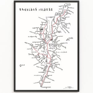 SHETLAND INSELN Karte Druck | Minimalistische Karten Kunst | Wandkunst | Kunstdruck