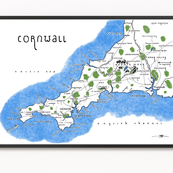 CORNWALL Limited Edition Map Print | County Map | Minimalist Map Art | Wall Art | Art Print