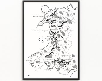 CYMRU (WALES) Map Print | Country Map | Minimalist Map Art | Wall Art | Art Print