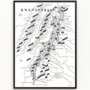 Impression de la carte de SHENANDOA | Carte du parc national | Art cartographique minimaliste | Art mural | Impression artistique