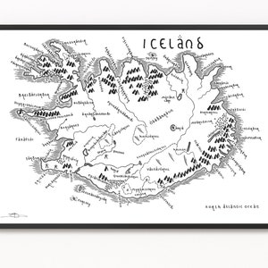 Carte d'ISLANDE imprimée | Carte du pays | Art cartographique minimaliste | Art mural | Impression artistique