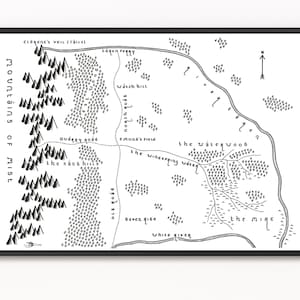 DUE FIUMI (La Ruota del Tempo) Mappa Stampa / Mappa di fantasia / Mappa artistica minimalista / Arte murale / Stampa artistica