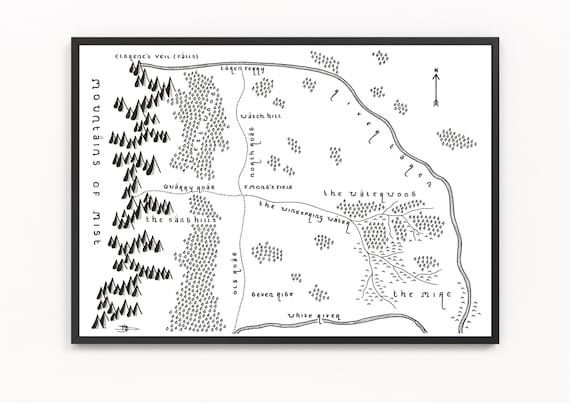 Map Of Two Rivers Two Rivers The Wheel Of Time Map Print Fictional Map | Etsy