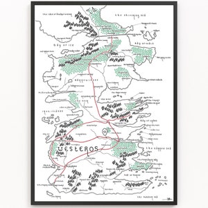 WESTEROS (A Game of Thrones) Mappa Stampa / Mappa immaginaria / Mappa artistica minimalista / Arte murale / Stampa artistica