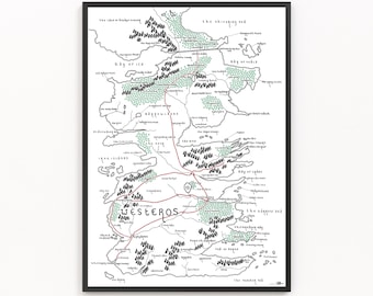 WESTEROS Juego de tronos Impresión de mapa / Mapa ficticio / - Etsy España