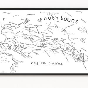 Impression de carte des SUD DES BAS | Carte du parc national | Art cartographique minimaliste | Art mural | Impression artistique