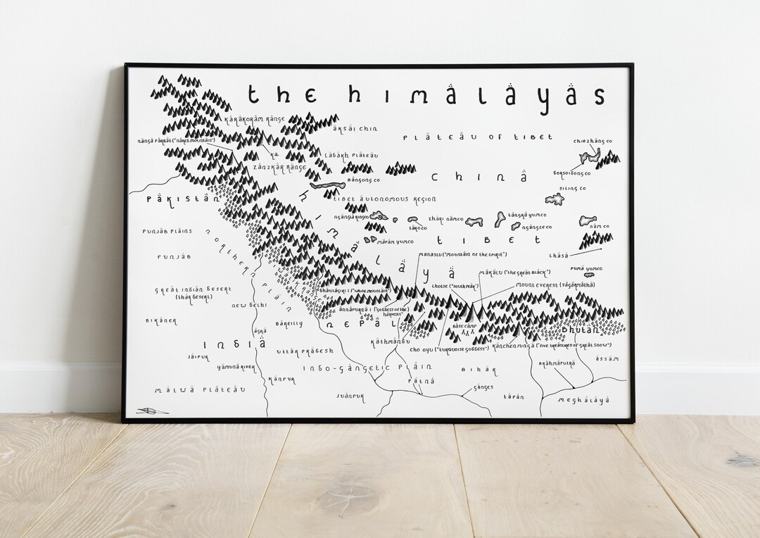 THE HIMALAYAS Map Print | Minimalist Map Art | Wall Art | Art