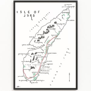Carte de l'ÎLE DE JURA | Art cartographique minimaliste | Art mural | Impression artistique