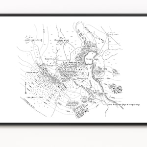 ÁREA DE LANGDALE PIKES / Mapa inspirado en Wainwright / Impresión de mapas / Mapa de Langdale Pikes Fell