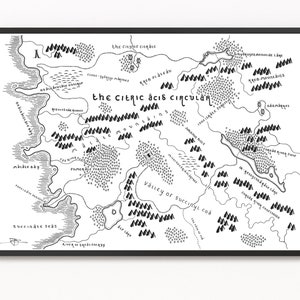 クエン酸円形マッププリント | 架空の地図 | ミニマリストマップアート | ウォールアート | アートプリント