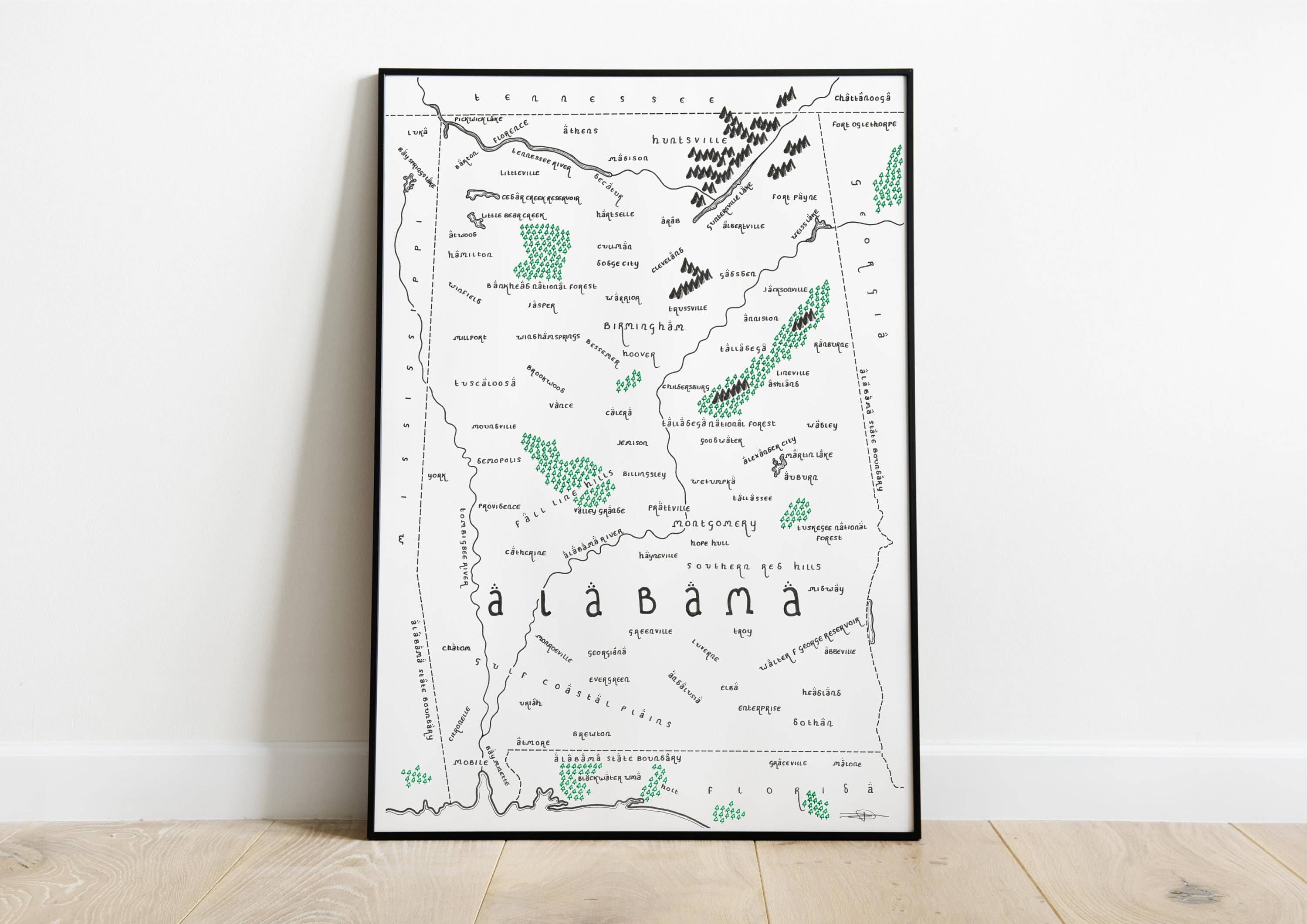 ALABAMA Map Print | Minimalist Map Art | Wall Art | Art Print - Etsy