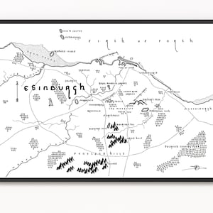 Impression du plan de la ville d'ÉDIMBOURG | Plan de la ville | Art cartographique minimaliste | Art mural | Impression artistique