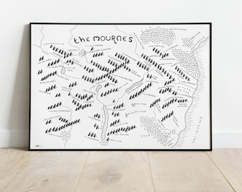 THE MOURNES Map Print | Mountain Map | Minimalist Map Art | Wall Art | Art Print