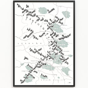 THE DRAKENSBERG MOUNTAINS Map Print | Minimalist Map Art | Wall Art | Art Print