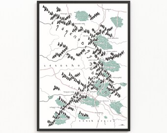 手描きトールキン風の地図アートワーク、ホビット庄の地図 - Etsy 日本