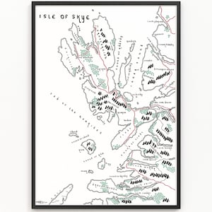 Die ISLE OF SKYE Karte Drucken | Minimalistische Karten Kunst | Wandkunst | Kunstdruck