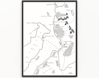 手描きトールキン風の地図アートワーク、ホビット庄の地図 - Etsy 日本