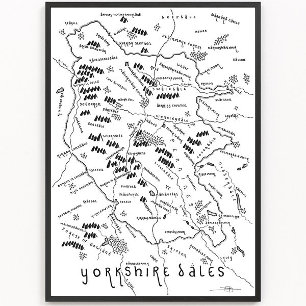 THE YORKSHIRE DALES Map Print | National Park Map | Minimalist Map Art | Wall Art | Art Print