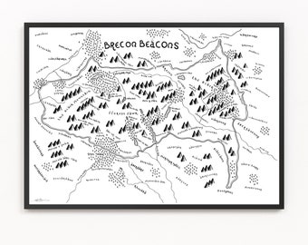 BRECON BEACONS Map Print | National Park Map | Minimalist Map Art | Wall Art | Art Print