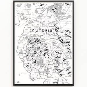 Carte de CUMBRIE | Carte du comté | Art cartographique minimaliste | Art mural | Impression artistique