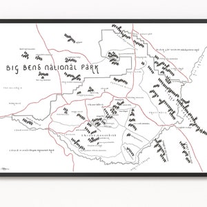 Impression de carte BIG BEND | Carte du parc national | Art cartographique minimaliste | Art mural | Impression artistique