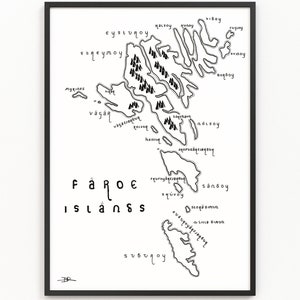 DIE FÄRÖER INSELN Karte Print | Minimalistische Karten Kunst | Wandkunst | Kunstdruck