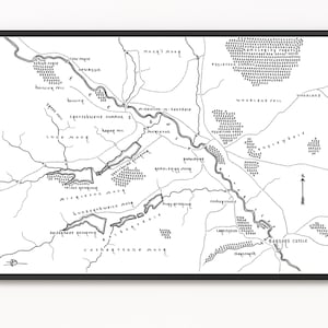 TEESDALE-kaartafdruk | Kaart van de vallei | Minimalistische kaartkunst | Muurkunst | Kunstafdruk