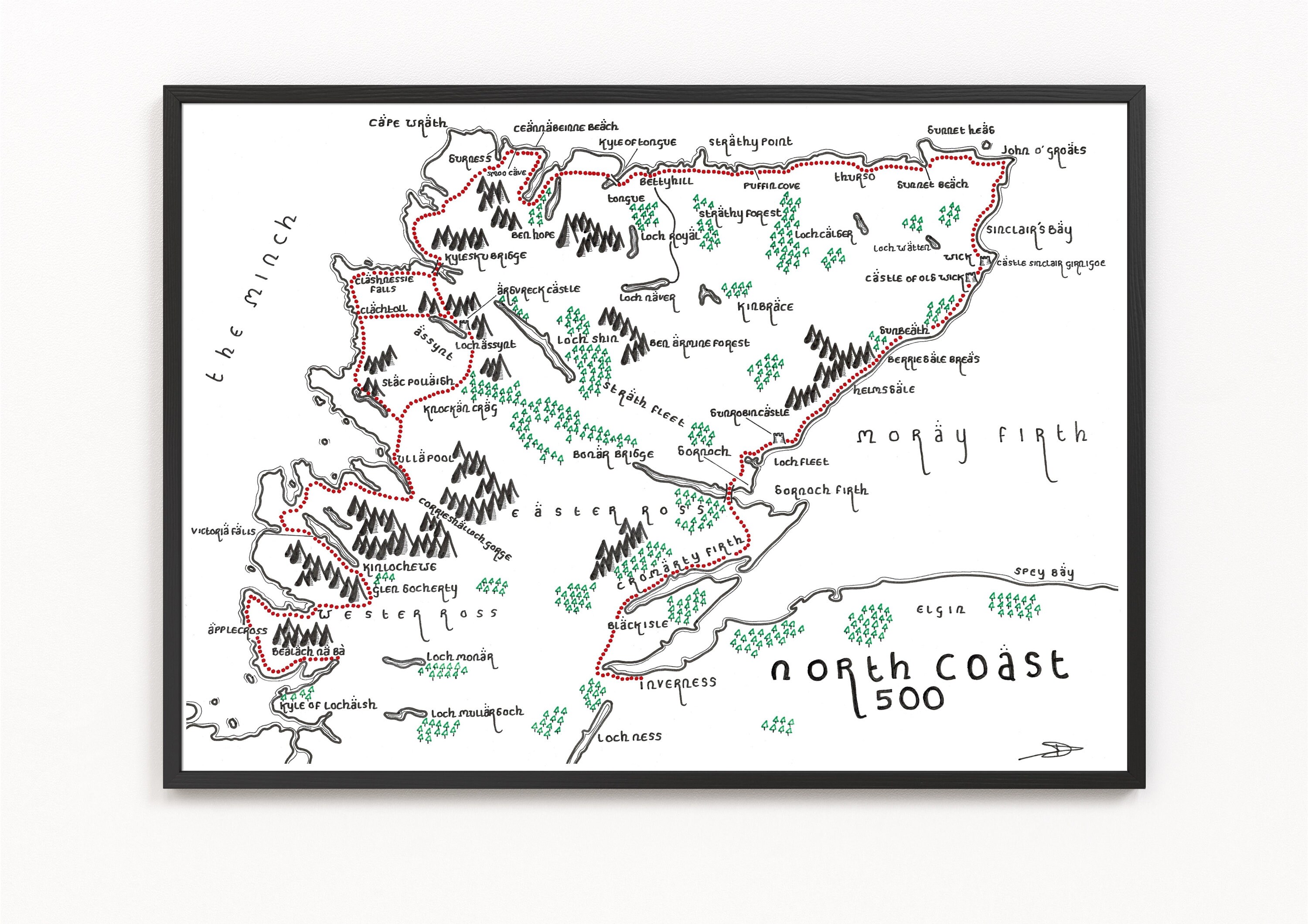 THE NORTH COAST 500 Map Print Trail Map Minimalist Map Art | Etsy