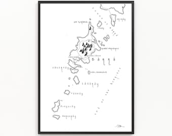 手描きトールキン風の地図アートワーク、ホビット庄の地図 - Etsy 日本