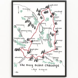 The BILLY BLAND CHALLENGE Map Print | Trail Map | Minimalist Map Art | Wall Art | Art Print