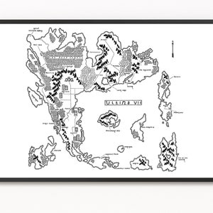 Impression de carte ULTIMA 7 | Carte fictive | Art cartographique minimaliste | Art mural | Impression artistique