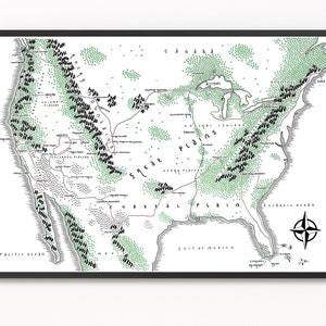 Impression de la carte des PARCS NATIONAUX DES ÉTATS-UNIS | Carte des parcs nationaux | Art cartographique minimaliste | Art mural | Impression artistique