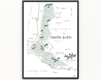MUNDA BIDDI TRAIL Map Print | Trail Map | Minimalist Map Art | Wall Art | Art Print