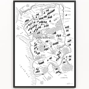 SNOSWONIA Karte Drucken | Nationalpark Karte | Minimalistische Karten Kunst | Wandkunst | Kunstdruck
