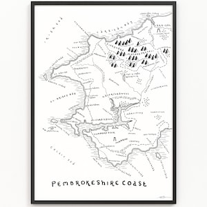 PEMBROKESHIRE COAST Map Print | National Park Map | Minimalist Map Art | Wall Art | Art Print