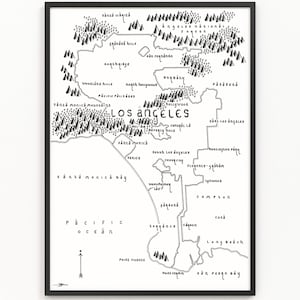 Carte de LOS ANGELES | Plan de la ville | Art cartographique minimaliste | Art mural | Impression artistique