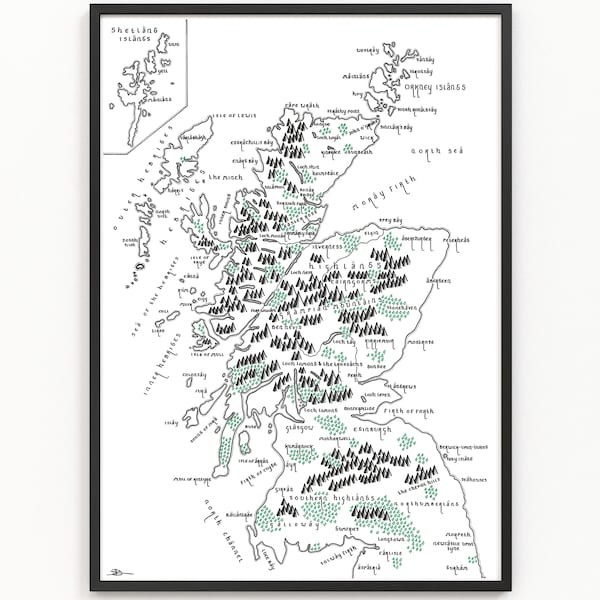SCHOTTLAND Karte drucken | Länderkarte | Minimalistische Kartenkunst | Wandkunst | Kunstdruck