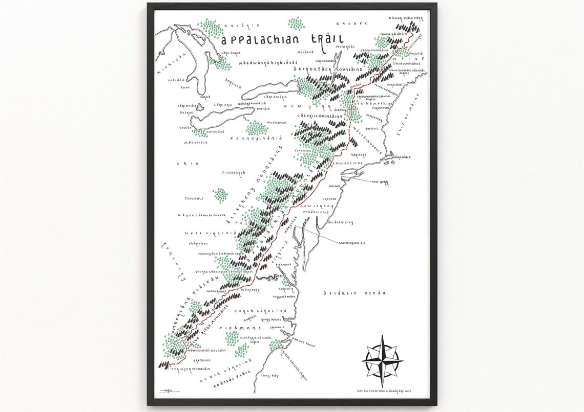 APPALACHIAN TRAIL Map Print Trail Map Minimalist Map Art - Etsy