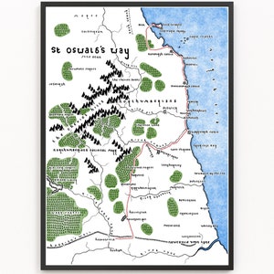 ST OSWALD&#39;S WAY Map Print | Trail Map | Minimalist Map Art | Wall Art | Art Print