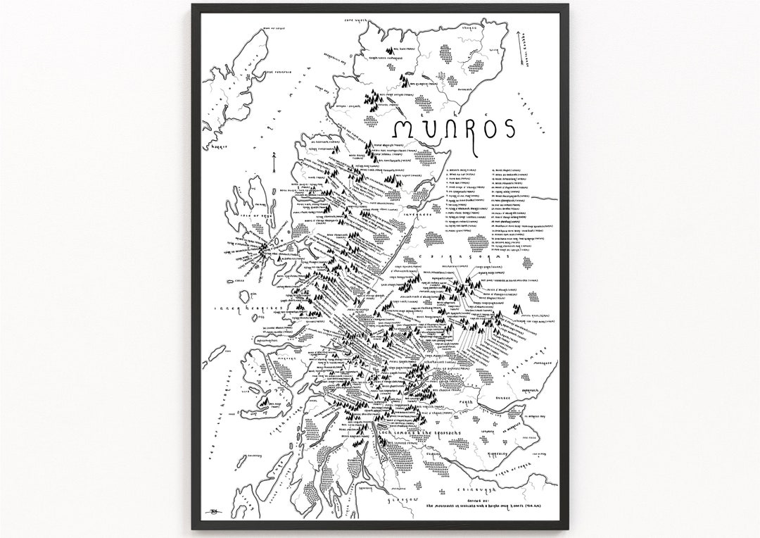 THE MUNROS Map Print Mountain Map Minimalist Map Art Wall Art Art Print