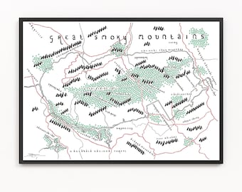 GREAT SMOKY MOUNTAINS Map Print | National Park Map | Minimalist Map Art | Wall Art | Art Print