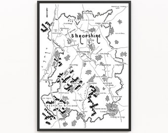 SHROPSHIRE Map Print | County Map | Minimalist Map Art | Wall Art | Art Print