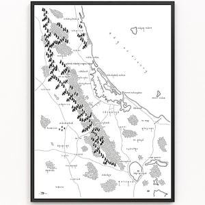 TAURANGA & SURROUND-kaart afdrukken | Plattegrond | Minimalistische kaartkunst | Muurkunst | Kunstafdruk
