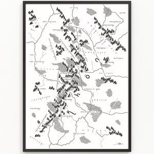 THE RHÖN MOUNTAINS Map Print | Minimalist Map Art | Wall Art | Art Print