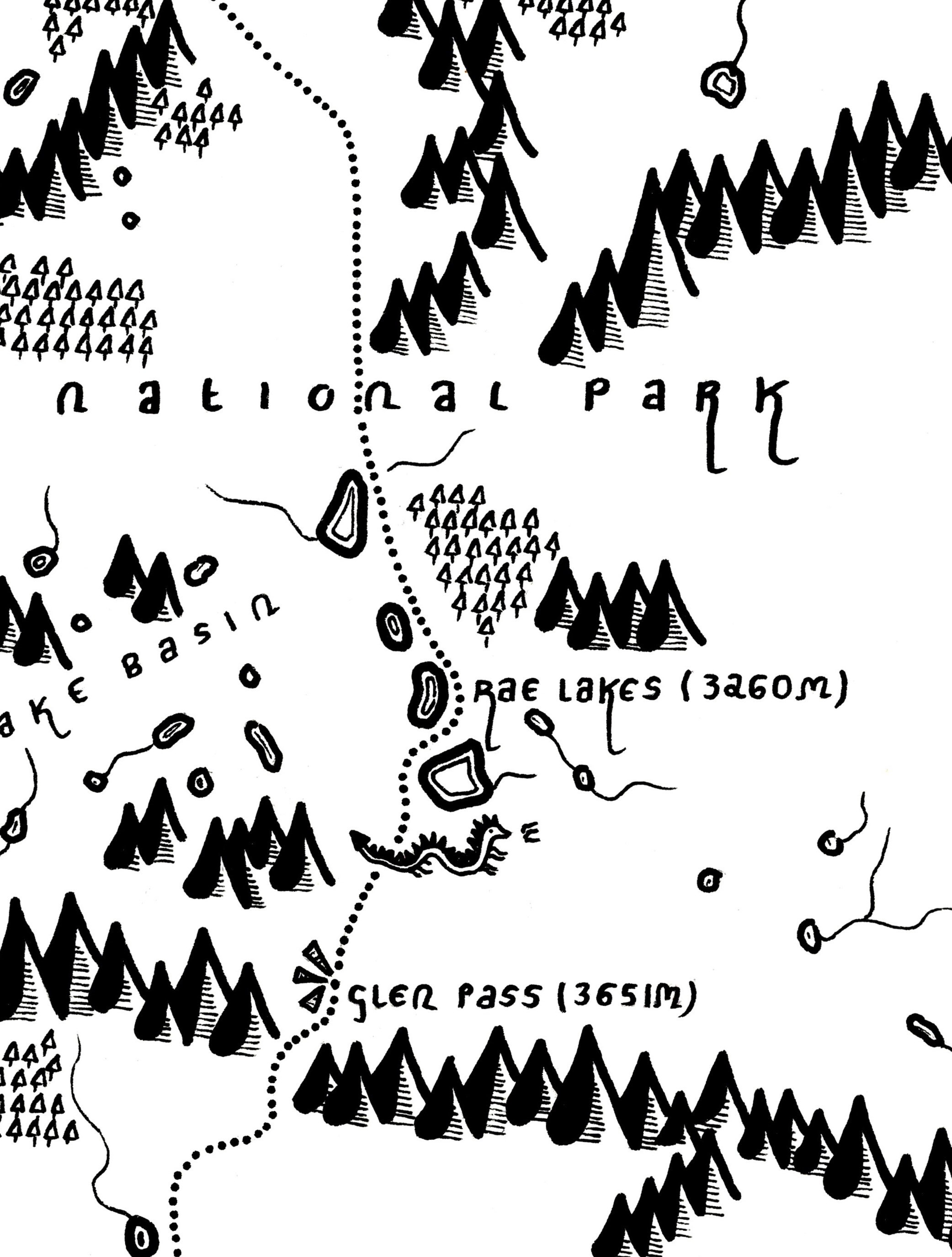 Rae Loop Map RAE LAKES LOOP Map Print | Trail Map | Minimalist Map Art | Wall Art ...