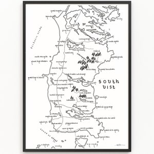 SOUTH UIST Karte Drucken | Minimalistische Karten Kunst | Wandkunst | Kunstdruck