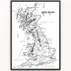 GREAT BRITAIN Map Print | Minimalist Map Art | Wall Art | Art Print